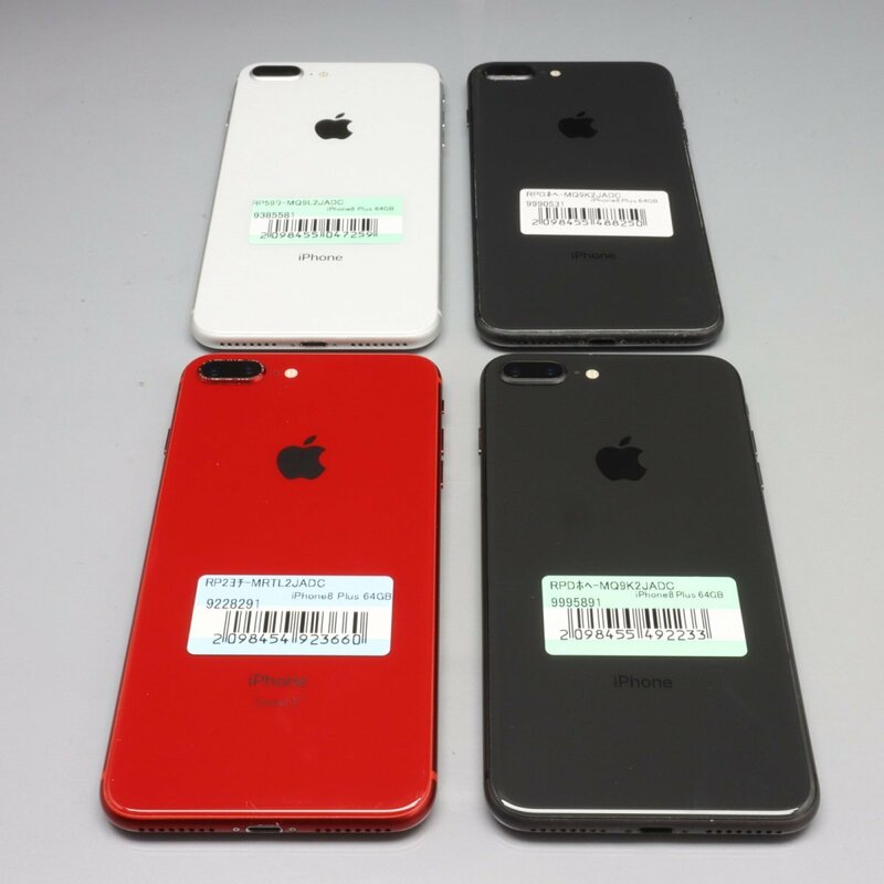 Apple iPhone8 Plus 64GB 合計4台セット A1898 ■ドコモ★Joshin(ジャンク)7259【1円開始・送料無料】