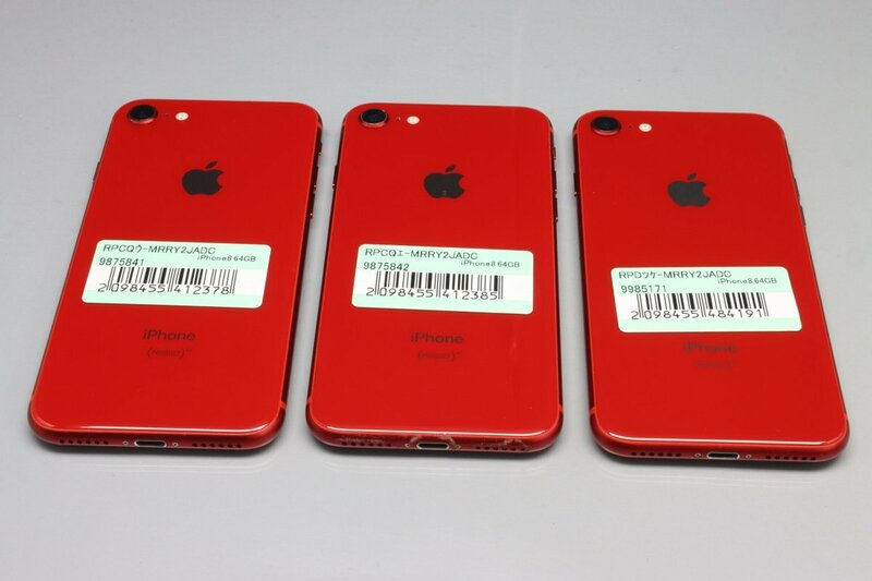 Apple iPhone8 64GB (PRODUCT)RED 計3台セット A1906 MRRY2J/A ■ドコモ★Joshin(ジャンク)4191【1円開始・送料無料】