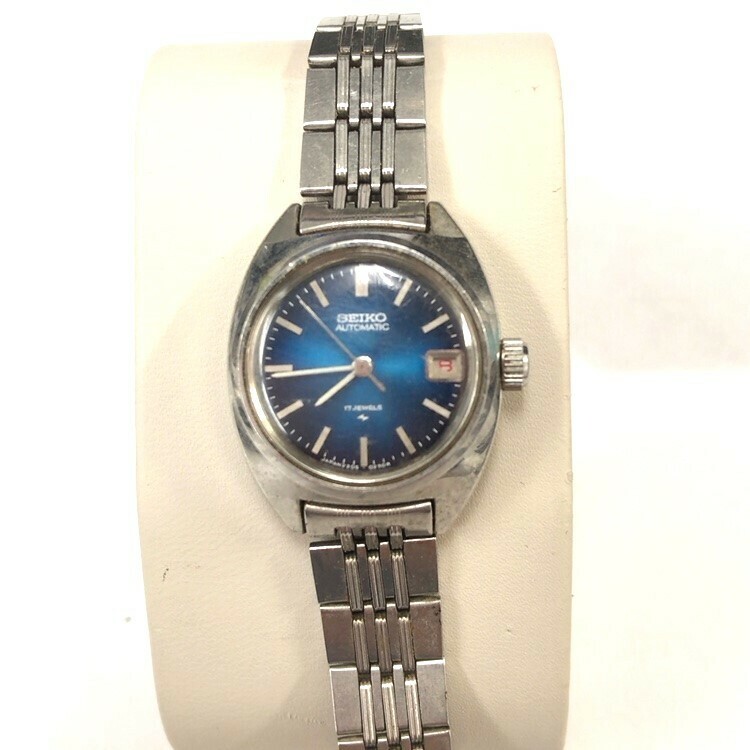 ・4661 SEIKO セイコー AUTOMATIC デイト 2205-0050 17JEWELS 17石 ブルーフェイス 腕時計
