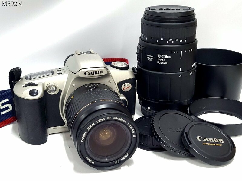Canon EOS Kiss ZOOM LENS EF 28-80mm 1:3.5-5.6IV SIGMA 70-300mm 1:4-5.6 DL MACRO 一眼レフ フィルムカメラ ボディ レンズ M592NC