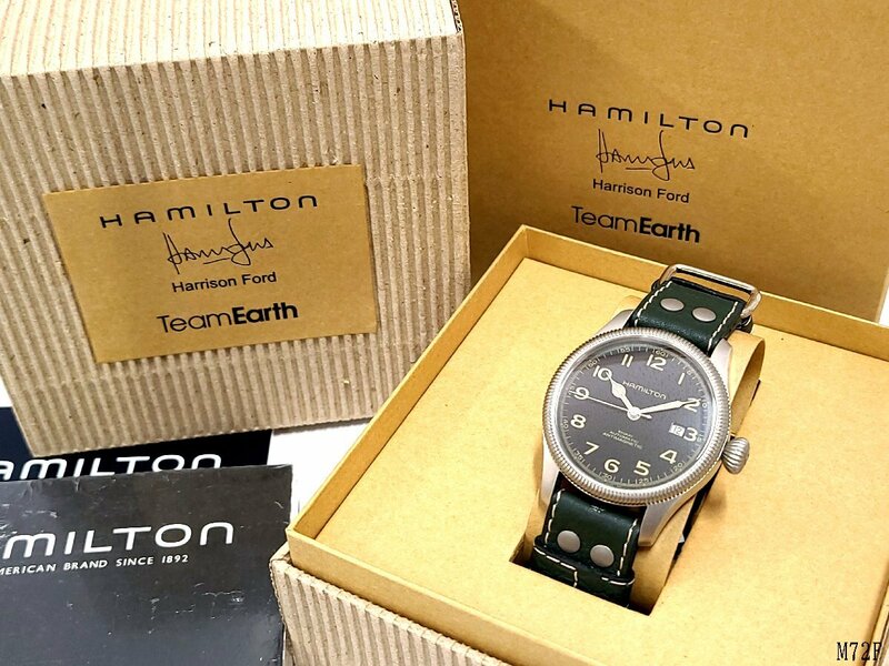 ☆美品 稼働品☆ HAMILTON KHAKI ハミルトン カーキ Team Earth ハリソンフォードモデル H604551 自動巻き メンズ腕時計 付属品有 M72FA
