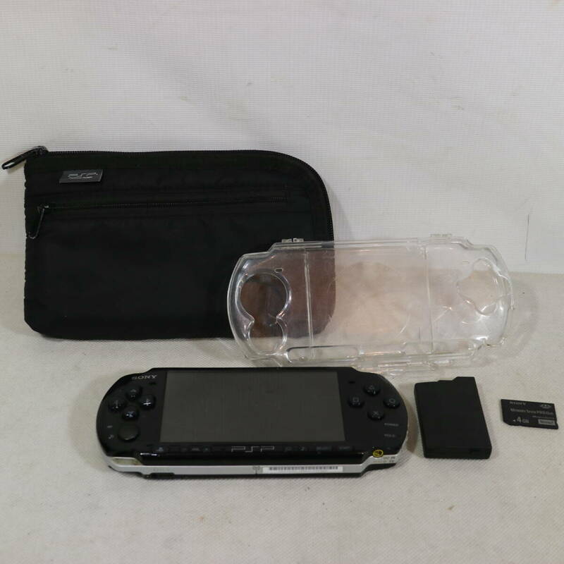 ジャンク SONY ソニー プレイステーションポータブル PSP 3000 本体 メモリースティック 4GB 専用ケース2点 電池パック 中古
