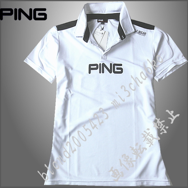 ■新品【PING GOLF】ピン ゴルフ 吸汗速乾素材 前面BIGロゴ アドエルムポロシャツ■WH/L