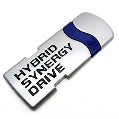 HYBRID SYNERGY DRIVE プレートエンブレム 3D ステッカー TOYOTA シルバー