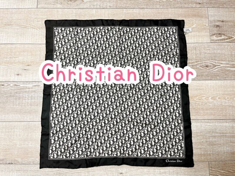 Christian Dior/ディオール/スカーフ/ハンカチ/トロッター 柄/黒