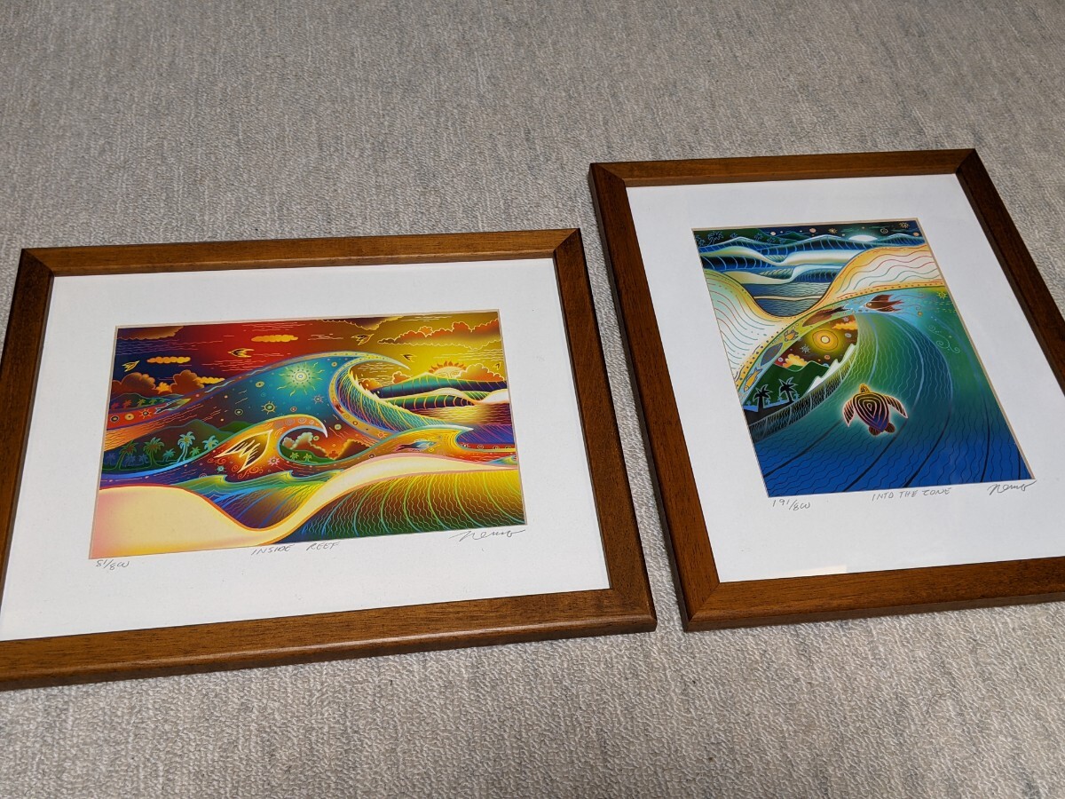 アメリカ東海岸作家　サイン入　絵画　限定画　ノースカロライナ　波アート　セット