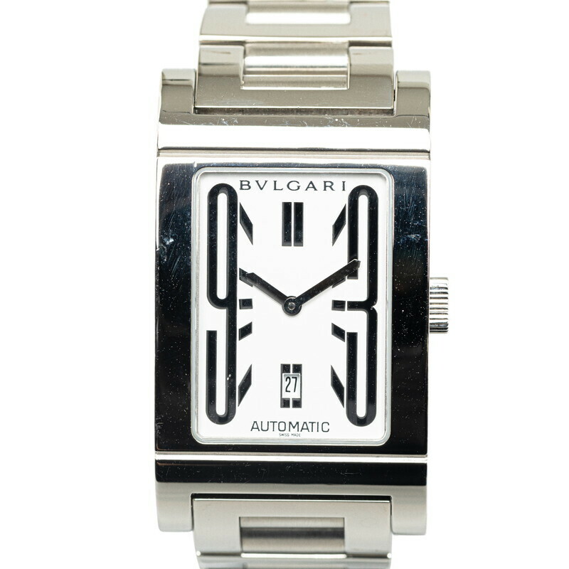 ブルガリ レッタンゴロ 腕時計 RT45S 自動巻き ホワイト文字盤 ステンレススチール メンズ BVLGARI 【中古】