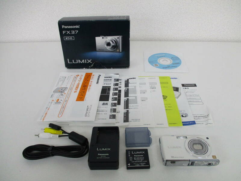 中古 カメラ Panasonic パナソニック LUMIX DMC-FX37 ホワイト/白色 元箱付き ※通電のみ確認済 ／ X