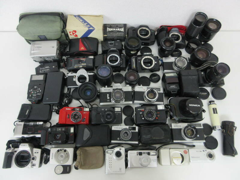 1円～ 中古 ジャンク カメラ レンズ 大量 フィルムカメラ まとめ (コンパクトカメラ レンズ など ）部品 パーツ取り ／②