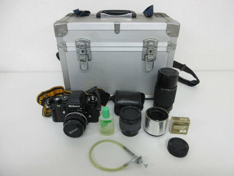 中古 カメラ Nikon F3 ボディ + レンズ 1:2.5 35mm / 75-150mm 1:3.5 / sigma tele macro multi-coated 2x 1:1 ※動作未確認／R