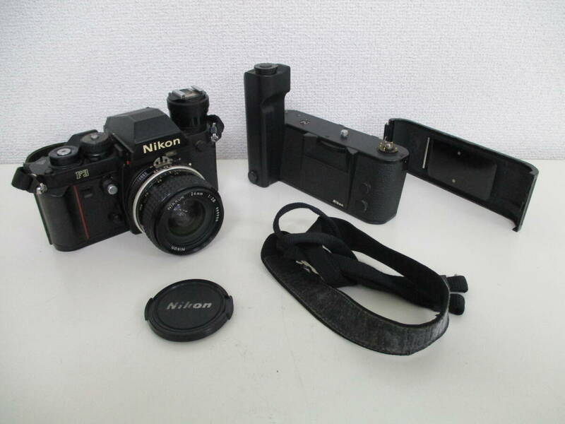中古 カメラ Nikon ニコン F3 / NIKKOR 24mm 1:2.8 フィルム一眼レフ + Nikon MD-4 モータードライブ ＋ 裏蓋 ※動作未確認 ／C