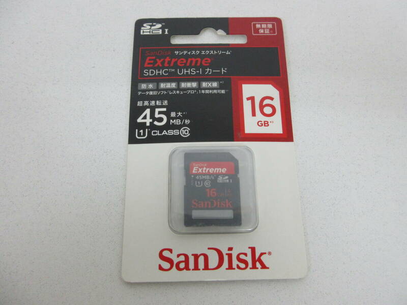 中古 未開封 SDカード SanDisk サンディスク Extreme 16GB SDHC UHS-I メモリーカード ※動作未確認 ／O