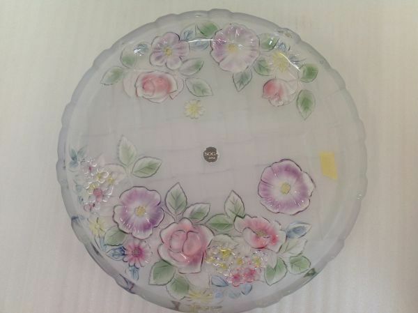 曽我ガラス　花柄　ぶどう柄　深鉢　ガラス皿　大皿　深皿　　　14-145