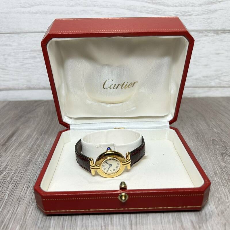 【YH-9030】中古現状品 Cartier カルティエ ヴェルメイユ 1902 マストコリゼ シルバー 925 腕時計 不動品 ※付属品有り