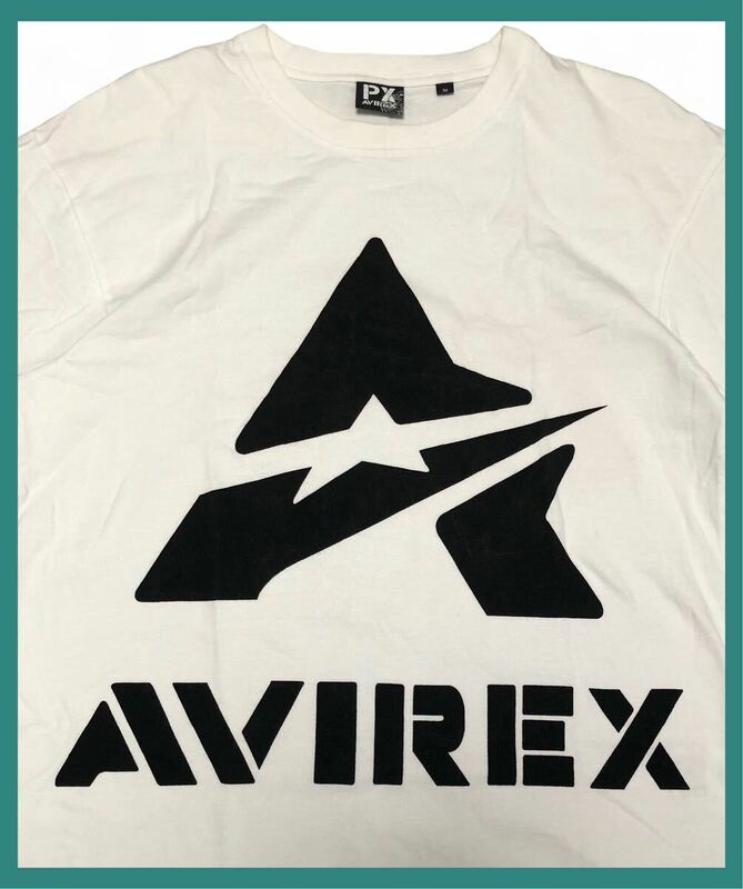 763◆AVIREX アヴィレックス◆ビッグロゴプリント コットン 半袖 Tシャツ ホワイト M