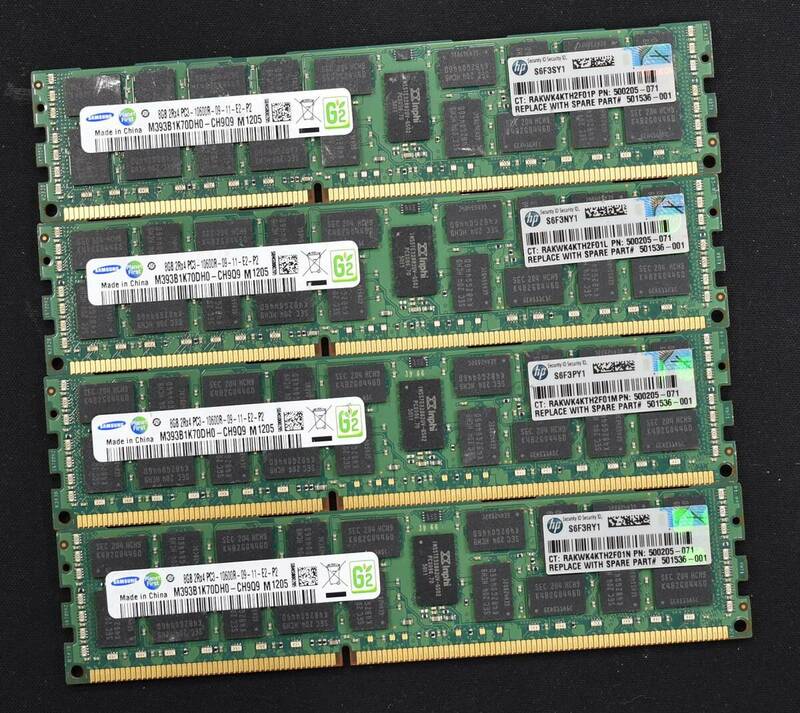 32GB (8GB 4枚組) DDR3L PC3L-10600R DDR3L-1333 REG 2Rx4 240pin ECC Registered Samsung サーバー MacPro向け (管:SA5819 x2s