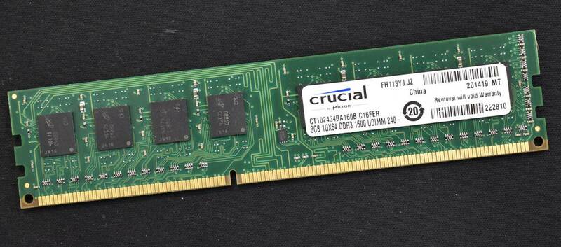 (送料無料) 8GB PC3L-12800 PC3L-12800U DDR3L-1600 240pin non-ECC Unbuffered DIMM 2Rx8 Crucial 1.35V 1.5V (管:SA5811