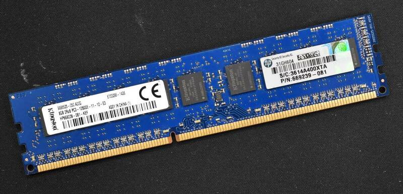 8GB (8GB 1枚) PC3-12800E DDR3-1600 ECC 1.5V 2Rx8 両面実装 240pin ECC Unbuffered DIMM Kingston (管:SA5802