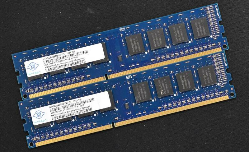 4GB 2枚組 (合計:8GB) PC3-12800 PC3-12800U DDR3-1600 240pin non-ECC Unbuffered DIMM 1Rx8 NANYA 1.5V (管:SA5880