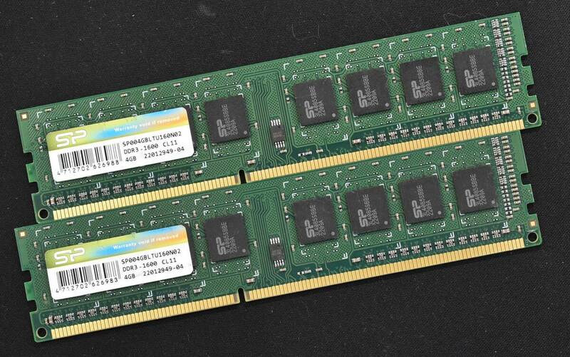4GB 2枚組 (合計:8GB) PC3-12800 PC3-12800U DDR3-1600 240pin non-ECC Unbuffered DIMM 1Rx8 SiliconPower 1.5V (管:SA5881