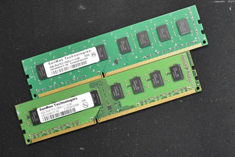 4GB 2枚組 (合計 8GB) PC3-12800 PC3-12800U DDR3-1600 240pin non-ECC Unbuffered DIMM 2Rx8(両面実装) SanMax (管:SA5789