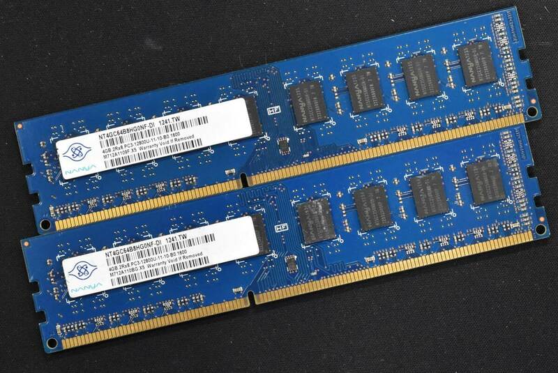 4GB 2枚組 (合計:8GB) PC3-12800 PC3-12800U DDR3-1600 240pin non-ECC Unbuffered DIMM 2Rx8 NANYA 1.5V (管:SA5882