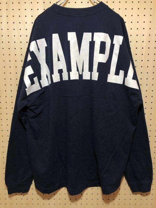 【L】 Example Big Box Logo Print long Tee Shirt Navy イグザンプル ビッグ ボックス ロゴ プリント Tシャツ ネイビー 日本製 長袖 T270