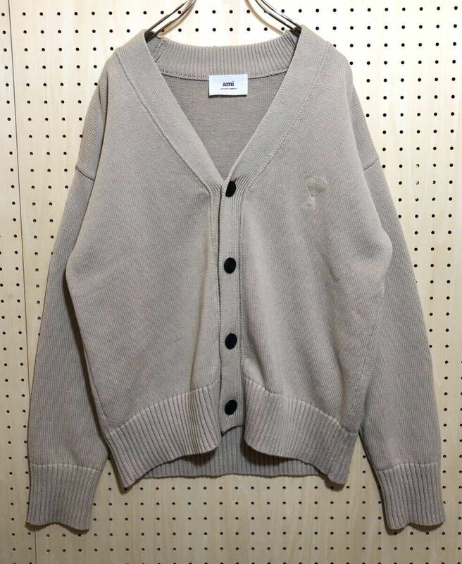 【S】AMI Alexandre Mattiussi Cotton Cardigan Beige アミ アレクサンドレマテュッシ コットン カーディガン ベージュ(A21FK009.016) T315