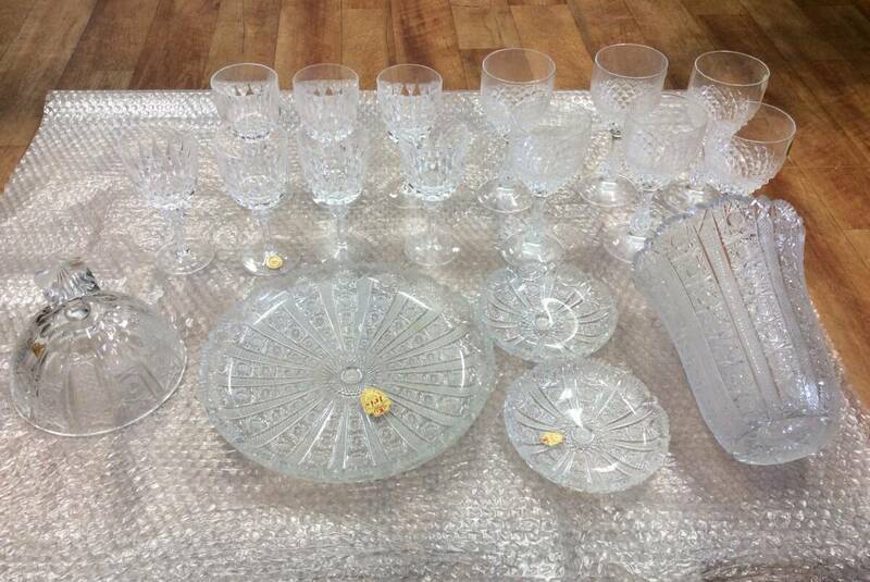 ■5984A　食器まとめ ガラス食器 グラス 丸皿 ガラスコップ 洋食器 花瓶 LEAD CRYSTAL Tris リードクリスタル/BLEIKRISTALL 24％ 他