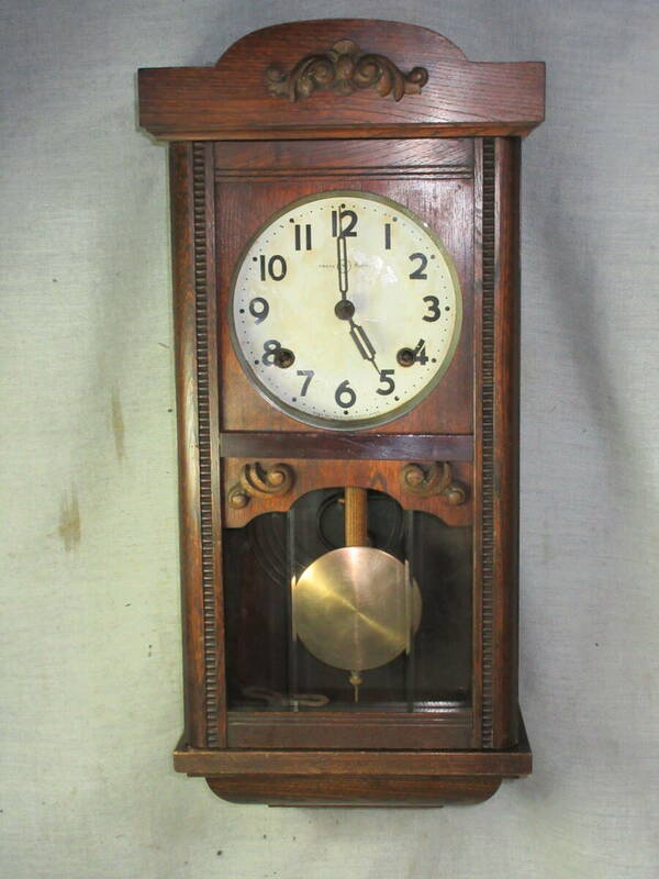 柱時計　6インチペイント文字盤　精工舎製　角型　古時計　完動品　1