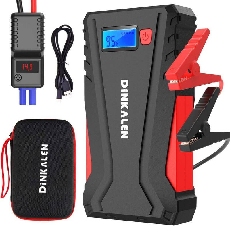 DINKALEN... ジャンプスターター 12V車用 エンジンスターター QC3.0充電 12800mAh ピーク電流800A スマホ急速充電器 日本語取扱説 AF733