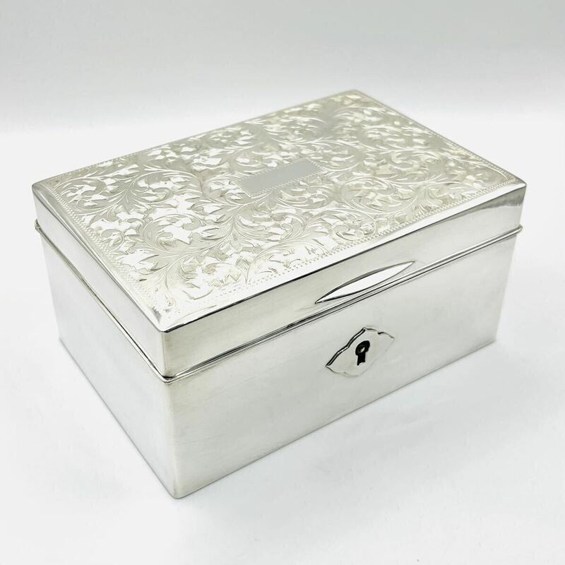シルバージュエリーボックス SV950 重量341.6g アクセサリーボックス 彫金 小箱 宝石箱 レトロ アンティーク シルバー 送料無料