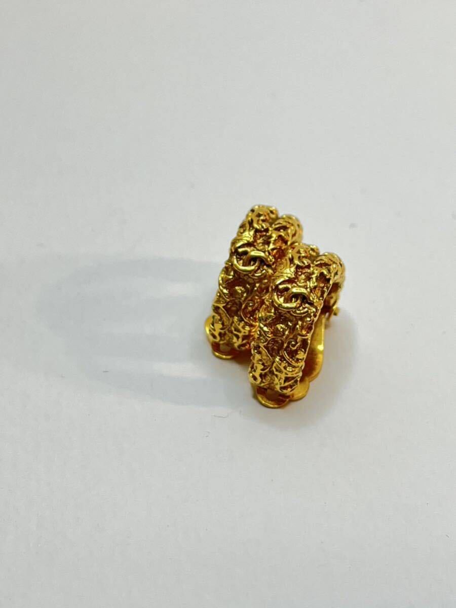 希少 CHANEL シャネル 93A 溶岩 イヤリング ヴィンテージ ゴールド アクセサリー 