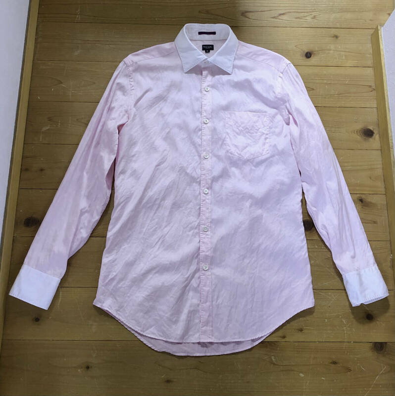 ★Paul Smith/ポールスミス メンズ長袖シャツ バイカラーシャツ ビジネス ピンク系 Mサイズ