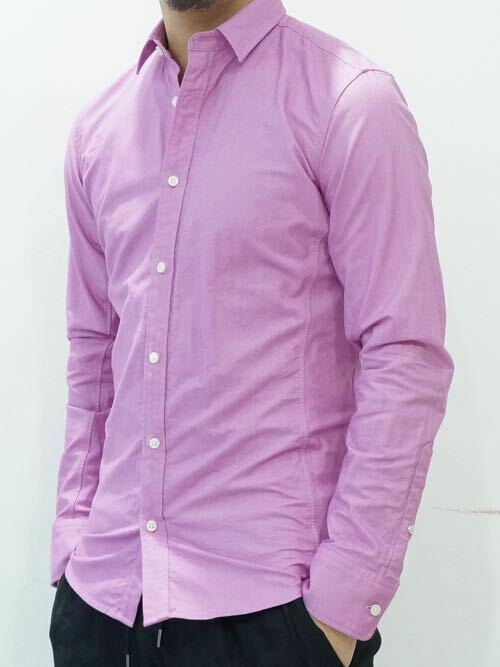 美品 junhashimoto ジュンハシモト MINI COLLLAR SHIRTS ミニカラーシャツ 長袖シャツ ピンク 3