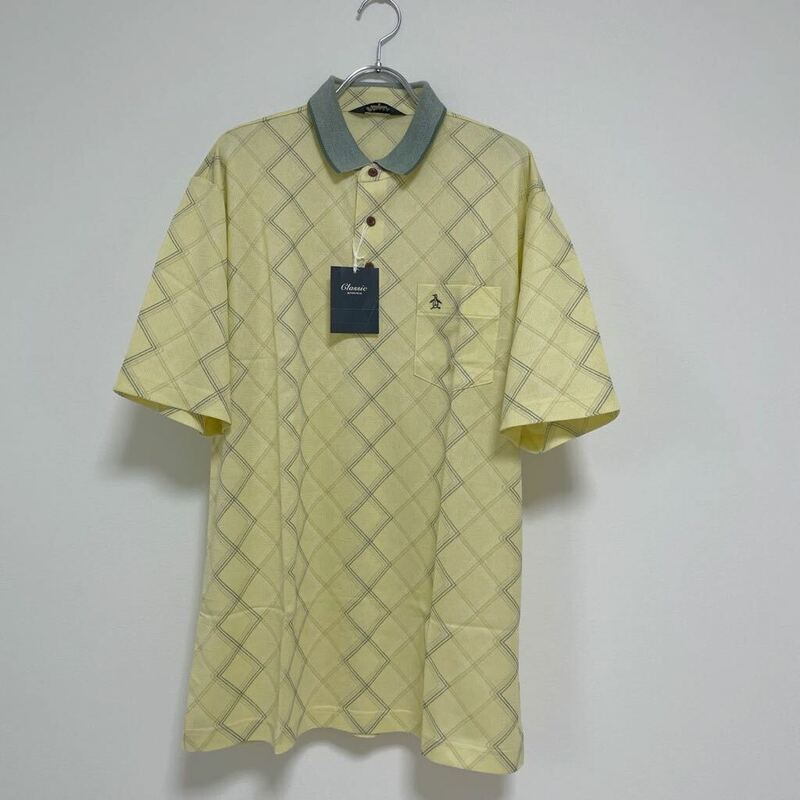 マンシングウェア Munsingwear classic 半袖ポロシャツ メンズ ゴルフウェア イエロー色系 日本製 サイズL 未使用