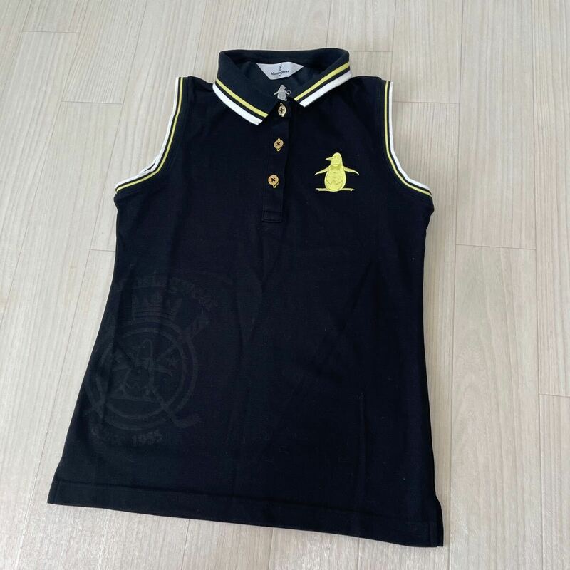 マンシングウェア Munsingwear レディース ゴルフウェア ノースリーブ ポロシャツ ブラック黒 ペンギン 日本製 サイズM 美品