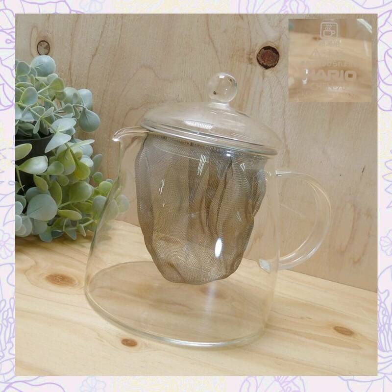 ＠HARIO ハリオ CHEN-70 リーフティーポットピュア 大きい茶こし付ティーポット 耐熱ガラス 容量約７００㏄ 茶器 紅茶
