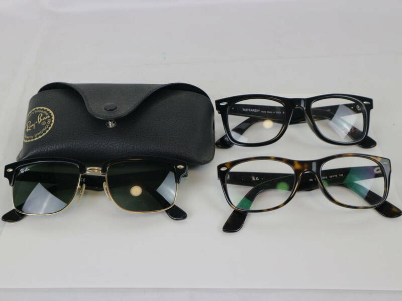 RayBan/レイバン サングラス 3個 セット 伊達眼鏡/メガネ/めがね ケース グラサン フレーム レンズ 現状品 60サイズ