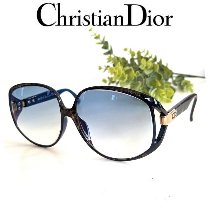 美品☆ クリスチャン ディオール Christian Dior オールド ヴィンテージ サングラス メガネ ネイビー ブルー 青 紺 OLD vintage 希少☆