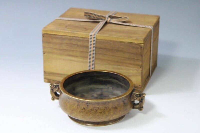 【英】B139 在銘 宣徳銅香炉 中国美術 朝鮮 香道具 銅製 銅器 香爐 骨董品 美術品 古美術 時代品 古玩