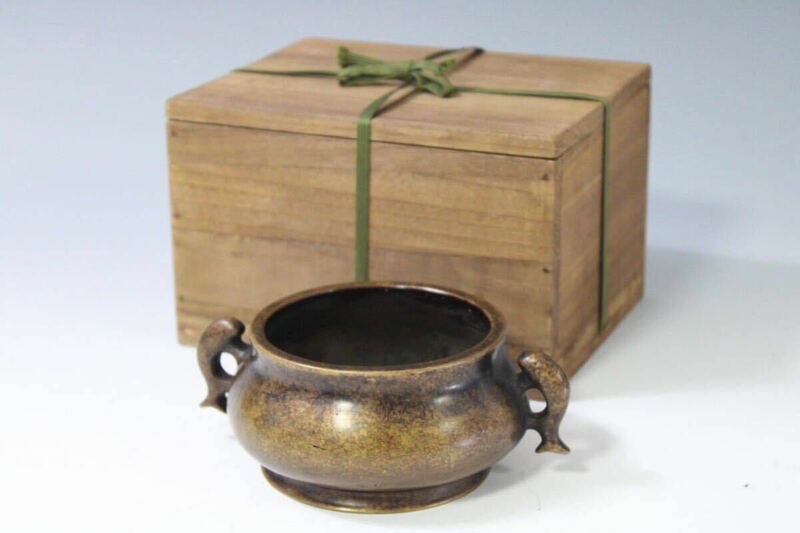【英】B140 在銘 宣徳銅香炉 中国美術 朝鮮 香道具 銅製 銅器 香爐 骨董品 美術品 古美術 時代品 古玩