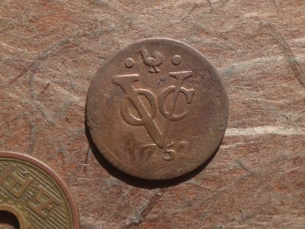 オランダ東インド会社(インドネシア) West Frisland　1Duit　銅貨　1752年　KM#131　(20.7mm, 2.9g) Mintmark Hen