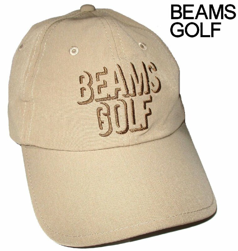 新品 ▼ BEAMS GOLF ビームスゴルフ ▼ 立体ロゴ刺繍 ゴルフ キャップ メンズ フリーサイズ 帽子 ベージュ