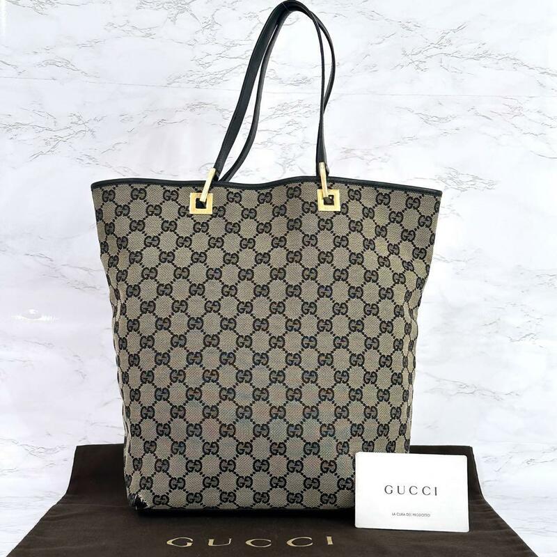 グッチ GUCCI トートバッグ GGキャンバス ネイビー レザー g00340