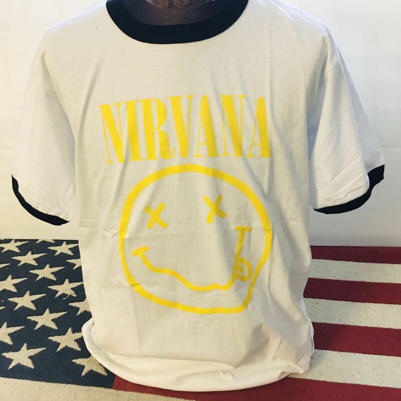 90年代バンド　ニルヴァーナ　Nirvana L リンガーTシャツ バンドTシャツ ロックTシャツ　..