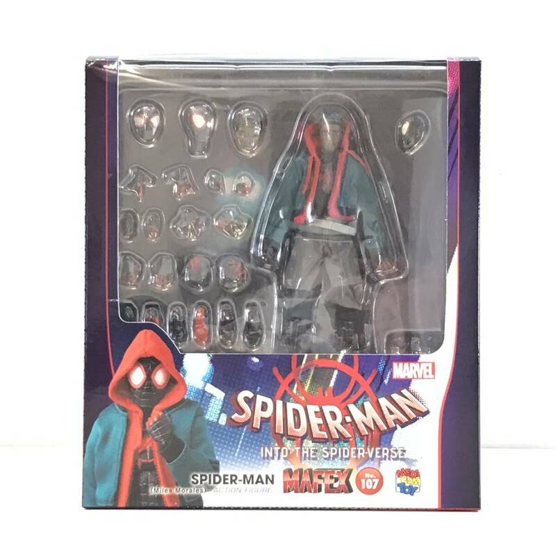 ☆中古品☆ MEDICOM TOY フィギュア スパイダーマン：スパイダーバース MAFEX SPIDER-MAN スパイダーマン Miles Morales No.107 欠品あり