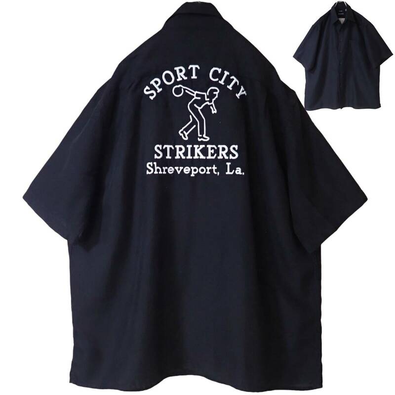 5759/GEORGE 半袖シャツ XL●刺繍 STRIKERS Shreveport,La SPORT CITY bowling playerボーリング●洗濯プレス済●ネコポス可●古着