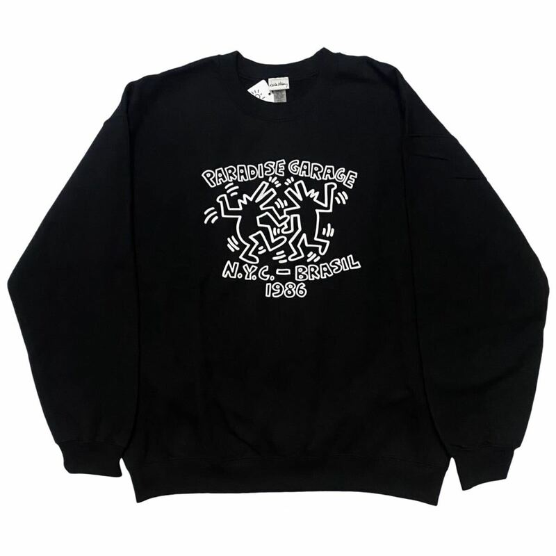 Keith Haring キース へリング ロゴ スウェット シャツ トレーナー 長袖 トップス ブラック 黒 L オフィシャル ユニセックス Sweatshirt