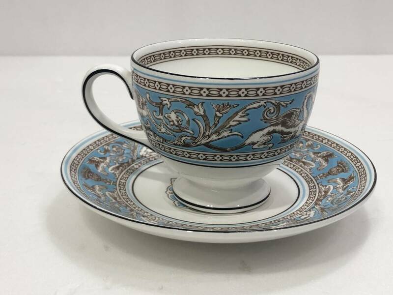 WEDGWOOD ウェッジウッド FLORENTINE フロレンティーン TURQUOISE ターコイズ リー カップ&ソーサー セット 1客 洋食器 現状品 AE148060